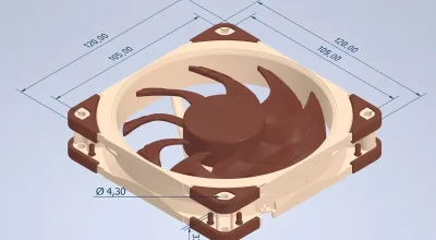 Noctua libera arquivos CAD oficiais de todas as ventoinhas — baixe o modelo NF-A12x25 G2 para impressão 3D e projetos mecânicos