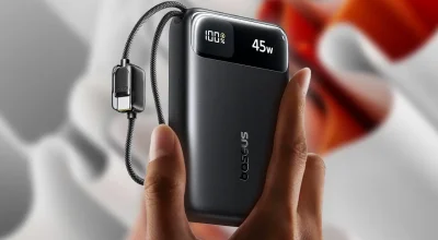 Baseus 20.000mAh 45W com dois cabos USB-C por US$21: carregue e jogue no Nintendo Switch 2 e Steam Deck ao mesmo tempo