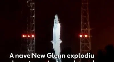 Vídeo mostra explosão da nave New Glenn da Blue Origin durante teste na Flórida enquanto preparava lançamento dos 48 satélites da Amazon Leo