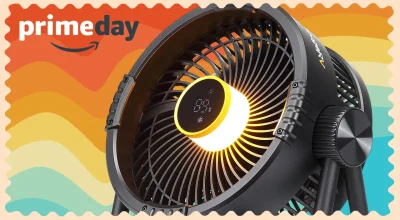 Prime Day: Ventilador portátil BougeRV com bateria de 20.000mAh — até 33 horas sem fio, LED e power bank — 40% off por US$49,99